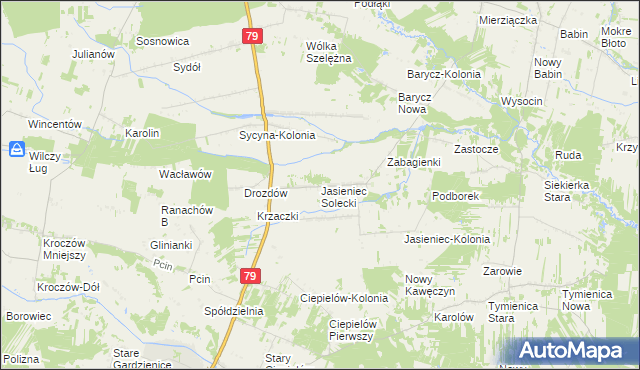 mapa Jasieniec Solecki, Jasieniec Solecki na mapie Targeo