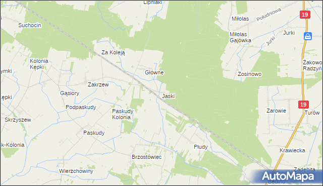 mapa Jaski gmina Radzyń Podlaski, Jaski gmina Radzyń Podlaski na mapie Targeo