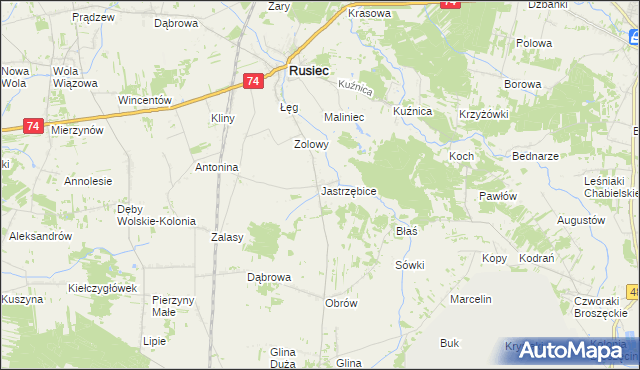 mapa Jastrzębice, Jastrzębice na mapie Targeo