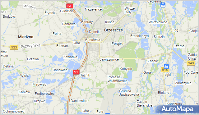 mapa Jawiszowice, Jawiszowice na mapie Targeo