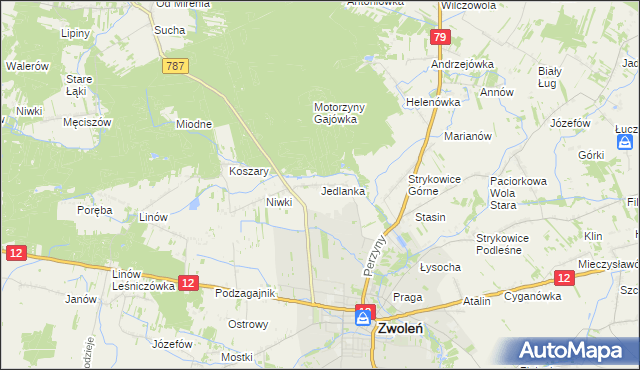 mapa Jedlanka gmina Zwoleń, Jedlanka gmina Zwoleń na mapie Targeo