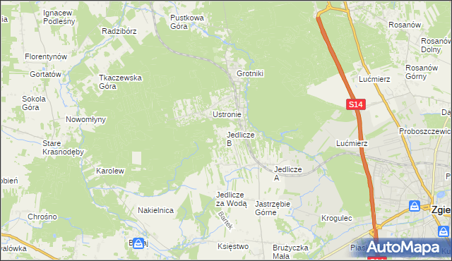 mapa Jedlicze B, Jedlicze B na mapie Targeo