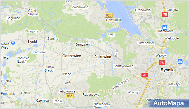 mapa Jejkowice, Jejkowice na mapie Targeo