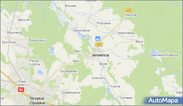 mapa Jemielnica, Jemielnica na mapie Targeo