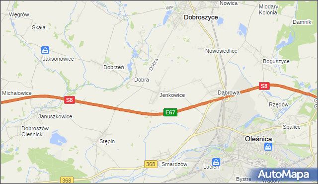 mapa Jenkowice gmina Oleśnica, Jenkowice gmina Oleśnica na mapie Targeo