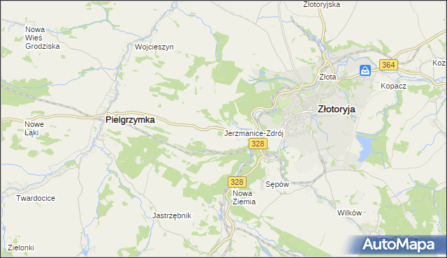 mapa Jerzmanice-Zdrój, Jerzmanice-Zdrój na mapie Targeo