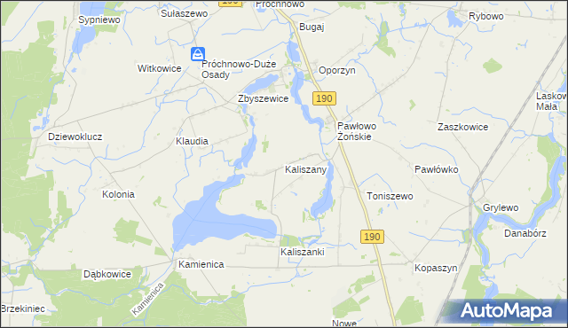 mapa Kaliszany gmina Wągrowiec, Kaliszany gmina Wągrowiec na mapie Targeo