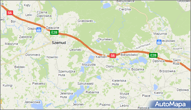 mapa Kamień gmina Szemud, Kamień gmina Szemud na mapie Targeo