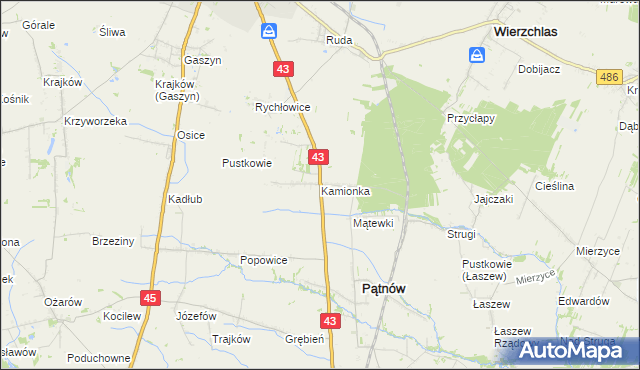 mapa Kamionka gmina Pątnów, Kamionka gmina Pątnów na mapie Targeo