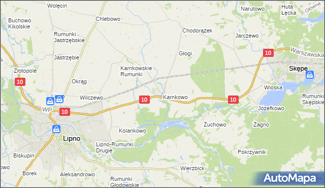 mapa Karnkowo gmina Lipno, Karnkowo gmina Lipno na mapie Targeo