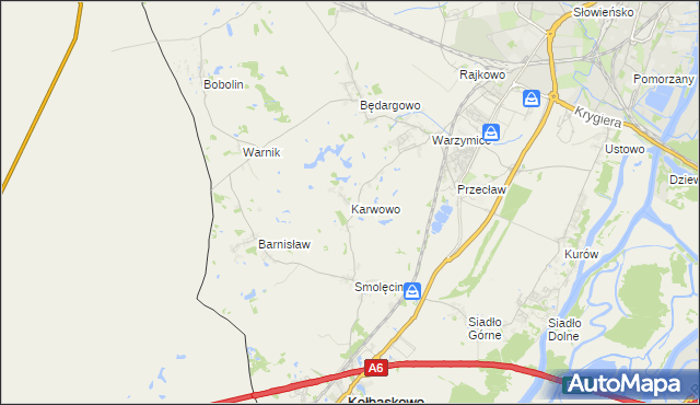mapa Karwowo gmina Kołbaskowo, Karwowo gmina Kołbaskowo na mapie Targeo