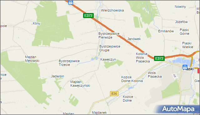 mapa Kawęczyn gmina Piaski, Kawęczyn gmina Piaski na mapie Targeo