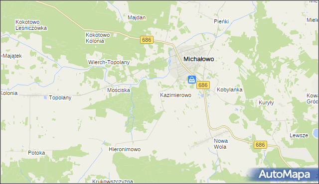 mapa Kazimierowo gmina Michałowo, Kazimierowo gmina Michałowo na mapie Targeo