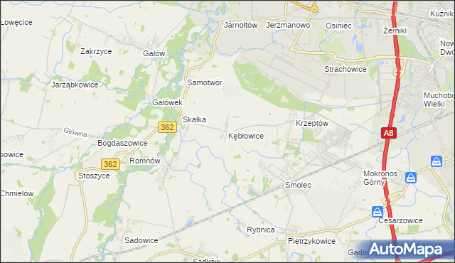 mapa Kębłowice gmina Kąty Wrocławskie, Kębłowice gmina Kąty Wrocławskie na mapie Targeo