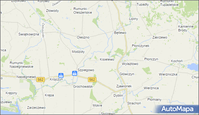 mapa Kisielewo gmina Dobrzyń nad Wisłą, Kisielewo gmina Dobrzyń nad Wisłą na mapie Targeo