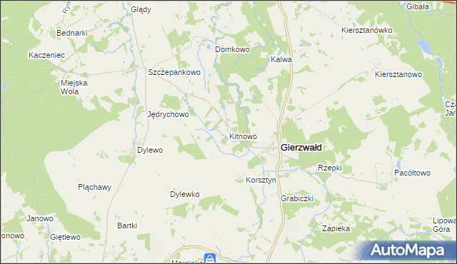 mapa Kitnowo gmina Grunwald, Kitnowo gmina Grunwald na mapie Targeo