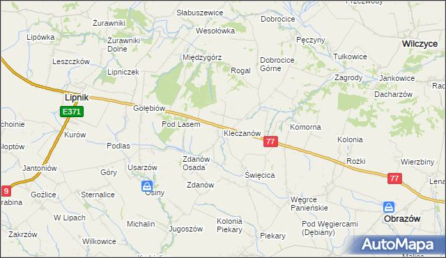 mapa Kleczanów, Kleczanów na mapie Targeo