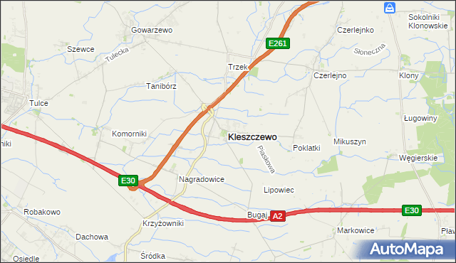 mapa Kleszczewo powiat poznański, Kleszczewo powiat poznański na mapie Targeo