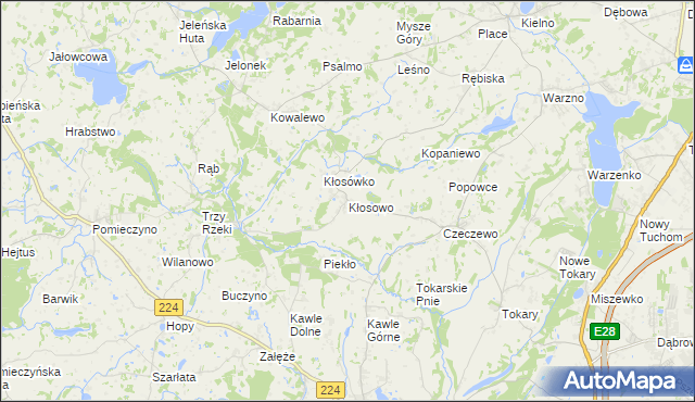 mapa Kłosowo gmina Przodkowo, Kłosowo gmina Przodkowo na mapie Targeo