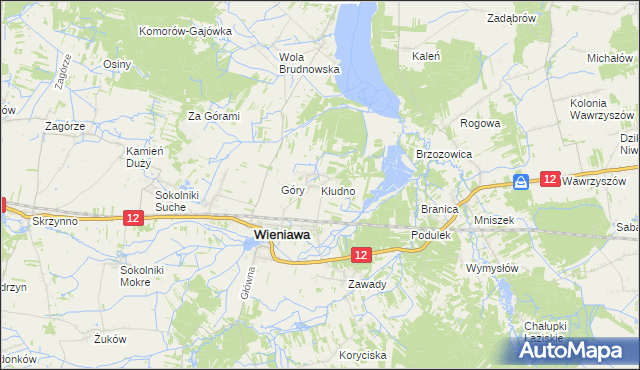 mapa Kłudno gmina Wieniawa, Kłudno gmina Wieniawa na mapie Targeo
