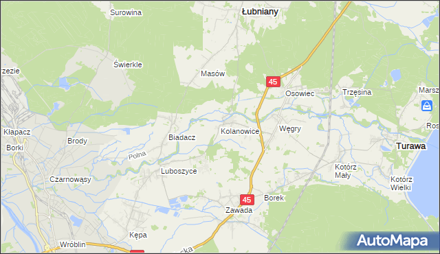 mapa Kolanowice, Kolanowice na mapie Targeo