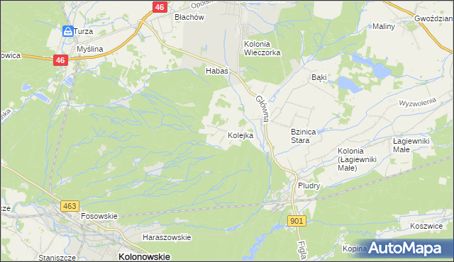 mapa Kolejka, Kolejka na mapie Targeo