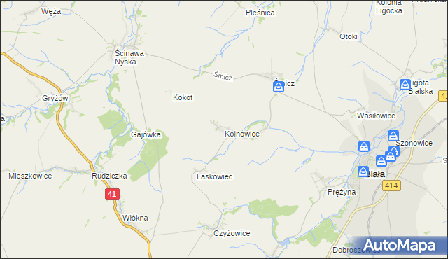mapa Kolnowice, Kolnowice na mapie Targeo