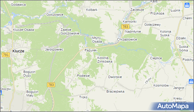 mapa Kolonia Zimkówka, Kolonia Zimkówka na mapie Targeo