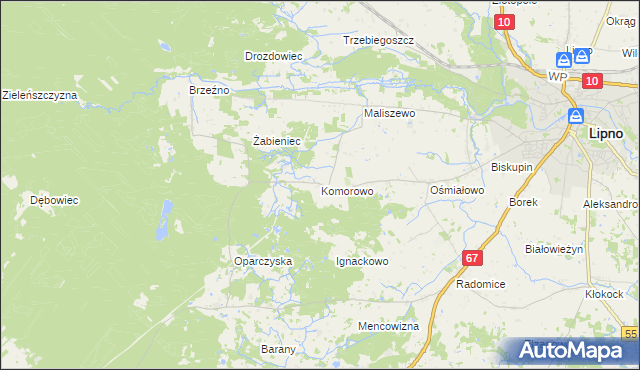 mapa Komorowo gmina Lipno, Komorowo gmina Lipno na mapie Targeo