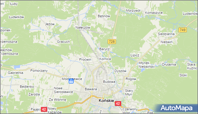 mapa Kornica, Kornica na mapie Targeo