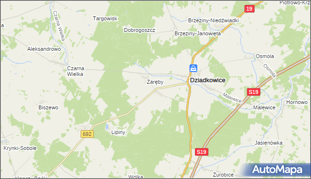 mapa Korzeniówka gmina Dziadkowice, Korzeniówka gmina Dziadkowice na mapie Targeo