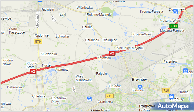 mapa Kotowice gmina Brwinów, Kotowice gmina Brwinów na mapie Targeo