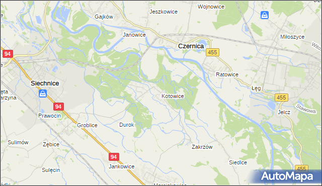 mapa Kotowice gmina Siechnice, Kotowice gmina Siechnice na mapie Targeo