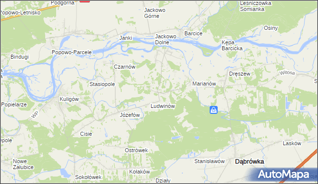 mapa Kowalicha gmina Dąbrówka, Kowalicha gmina Dąbrówka na mapie Targeo