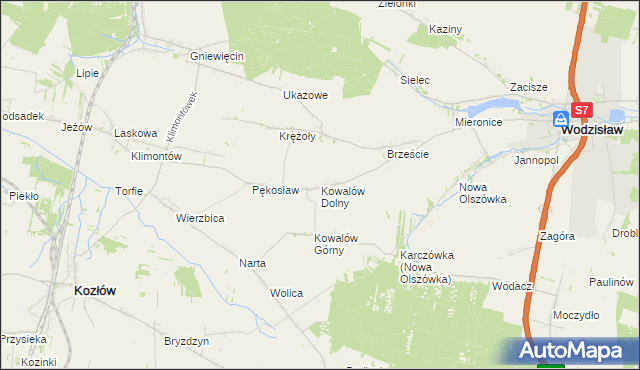 mapa Kowalów Dolny, Kowalów Dolny na mapie Targeo