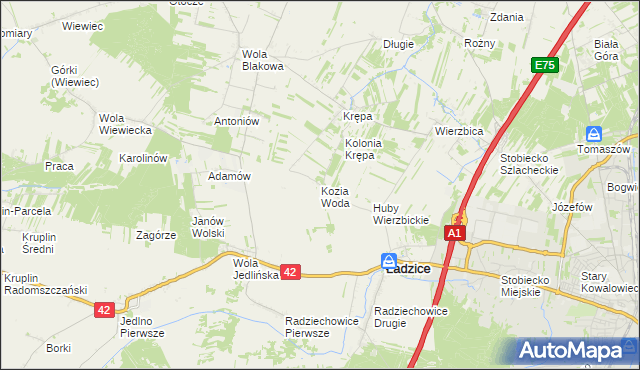 mapa Kozia Woda, Kozia Woda na mapie Targeo