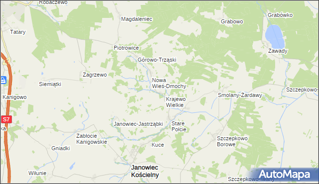 mapa Krajewo Małe, Krajewo Małe na mapie Targeo