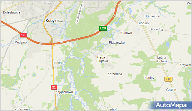 mapa Krępa Słupska, Krępa Słupska na mapie Targeo