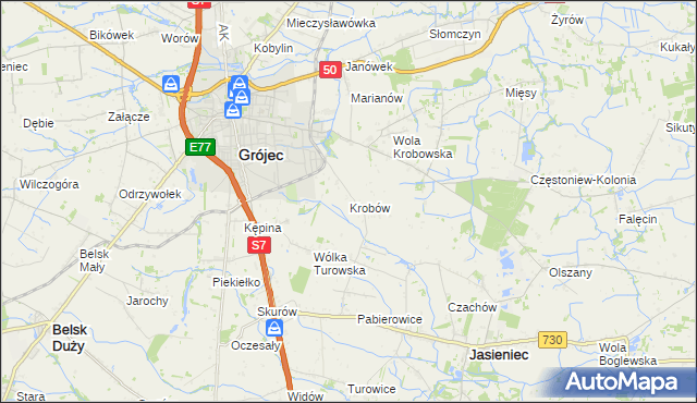 mapa Krobów, Krobów na mapie Targeo