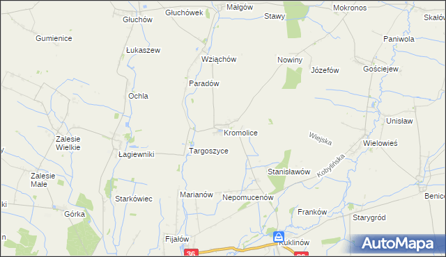 mapa Kromolice gmina Pogorzela, Kromolice gmina Pogorzela na mapie Targeo