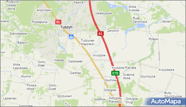 mapa Kruszów, Kruszów na mapie Targeo