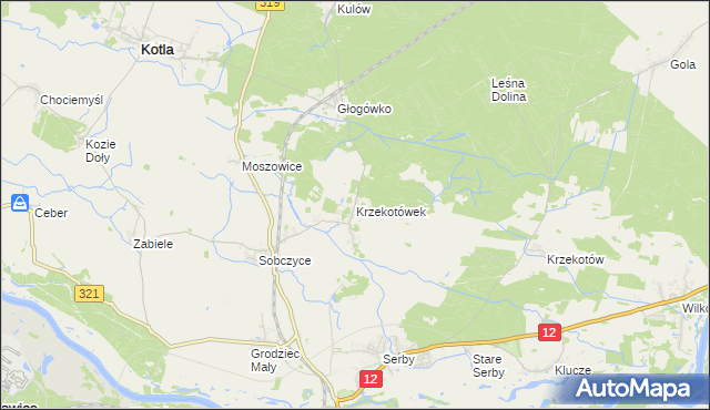 mapa Krzekotówek, Krzekotówek na mapie Targeo