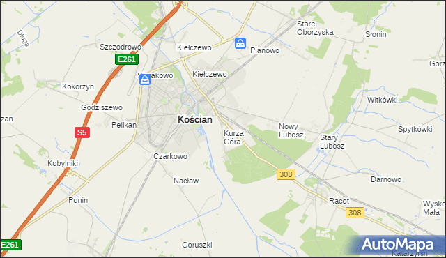 mapa Kurza Góra, Kurza Góra na mapie Targeo