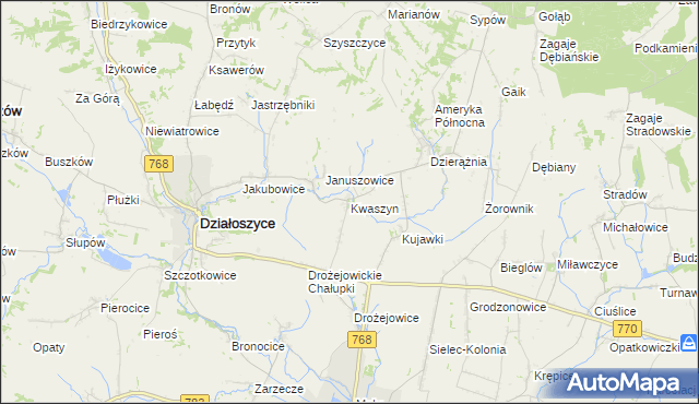 mapa Kwaszyn, Kwaszyn na mapie Targeo