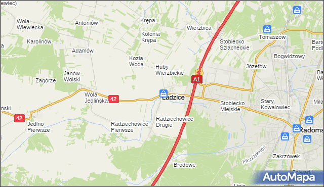 mapa Ładzice, Ładzice na mapie Targeo