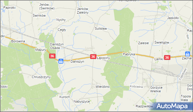 mapa Łąkociny, Łąkociny na mapie Targeo