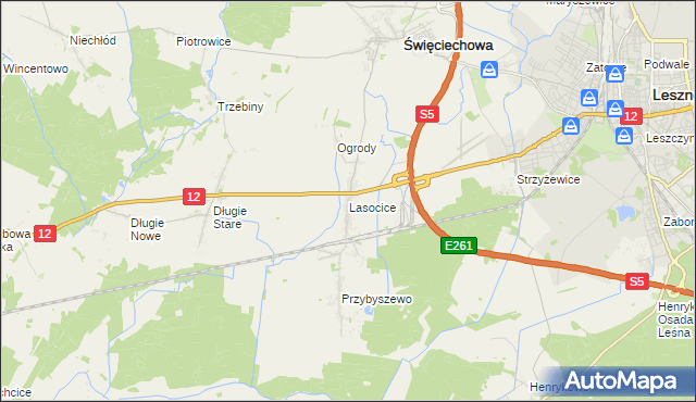 mapa Lasocice gmina Święciechowa, Lasocice gmina Święciechowa na mapie Targeo