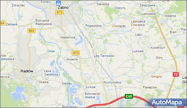 mapa Łęg Tarnowski, Łęg Tarnowski na mapie Targeo