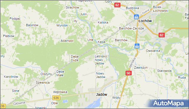 mapa Letnisko Nowy Jadów, Letnisko Nowy Jadów na mapie Targeo