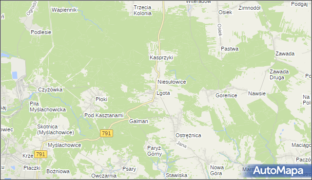 mapa Lgota gmina Trzebinia, Lgota gmina Trzebinia na mapie Targeo